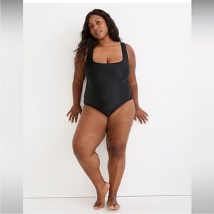 Madewell Second Wave Square-Neck Tank One-Piece Swimsuit Black  Size 2X
